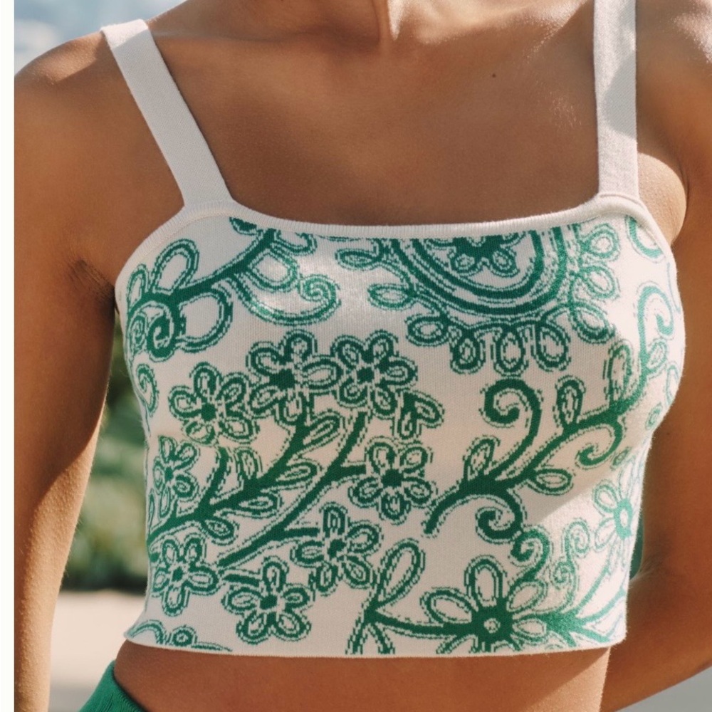 Celandine Knit Square Crop Tank Top